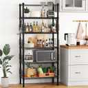 FUTASSI Metal Storage Rack, Storage Organizer Shelves for Kitchen, Bathroom, Living Room, Balcony and Garage, 5 Tiers Narrow Bookshelf, 21.2" W x 9.4" D x 59.2" H, Load 400lbs, Black