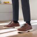 Men's Orthopedic Business Dress Walking Shoes - Comfortable Arch Support Plantar Fasciitis Leather Wingtip Formal Oxford - Flat Feet Casual Cap Toe Tuxedo Patent Sneakers for Foot Heel Pain Relief (8, W2-dark Brown)