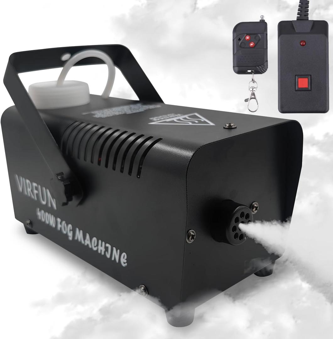 VIRFUN Fog Machine, Smoke Machine with Wireless&Wired Remote Control for Halloween, Party, Outdoor, Indoor and Stage Effect, 400W