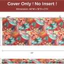 Patio Bench Cushion Covers for Outdoor Furniture with Ties, Water Resistant Loveseat/Settee Cushion Slipcover 48x18x3 Inch for Swing Porch Garden (Replacement Cover Only)-Chili Red Floral