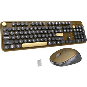 Keyboard and Mouse Wireless Black Coffee
Full-Sized Office Keyboard with Typewriter Flexible Keys, 2.4GHz Connection, Wrist Rest, Optical Mouse for PC Laptop
