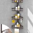SEIRIONE Rustproof Shower Corner Caddy Organizer for Bathroom, Tension Pole with 4 Baskets, for Bathtub Storage Rack, 34 to 116 Inch Height, Bronze