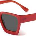 livho Rectangle Polarized Sunglasses Trendy for Women Men Retro Sun Glasses for Women Men 2025 Oversized UV Protection Shades (Cherry Red/Black)