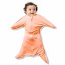 SleepingBaby Bamboo Zipadee-Zip Transition Swaddle - EverSoft Starfish Design Breathable Wearable Blanket with Two-Way Zipper, Small (4-8 months), Peach Fuzz
