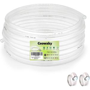 3/8 ID 1/2 OD - 50 ft Clear Plastic Vinyl Tubing,Hybrid PVC Tubing Lightweight Non-Toxic vinyl Tube UV Chemical Resistant