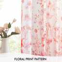 MIULEE Pink Printed Semi Sheer Linen Textured Curtains 84" Long 2 Panels Set for Bedroom Living Room, Floral Printed Rod Pocket Tulle Light Filtering Spring Flower Pattern Window Drapes 52" x 84"