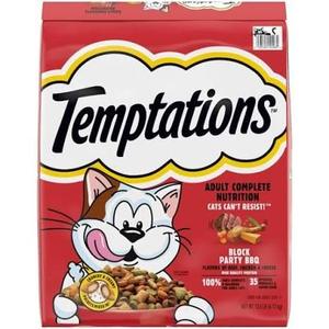 Temptation FOOD FOR ADULT CATS ( Beef, Chicken& Cheese) 1+ NET WT 1.3 LB (2.86 kg), 3x6,3 Lb, EXP: 10/4/2026