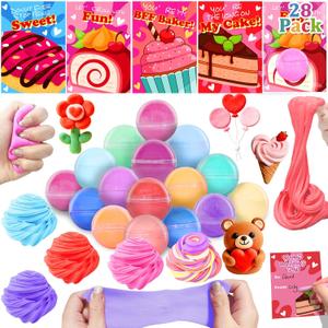 28 Pack Butter Slime Balls for Kids - Goodie Bag Filler Stress Fidget Relief Toys for Toddles Boys Girls Classroom Exchange Prizes Birtday Party Favors