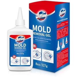 Jiffine Mold Stain Remover Gel Cleaner - Heavy Duty Cleaner for Washing Machine Seals, Grout, Caulk, Showers, and Bathroom Tile - 8 Fl Oz