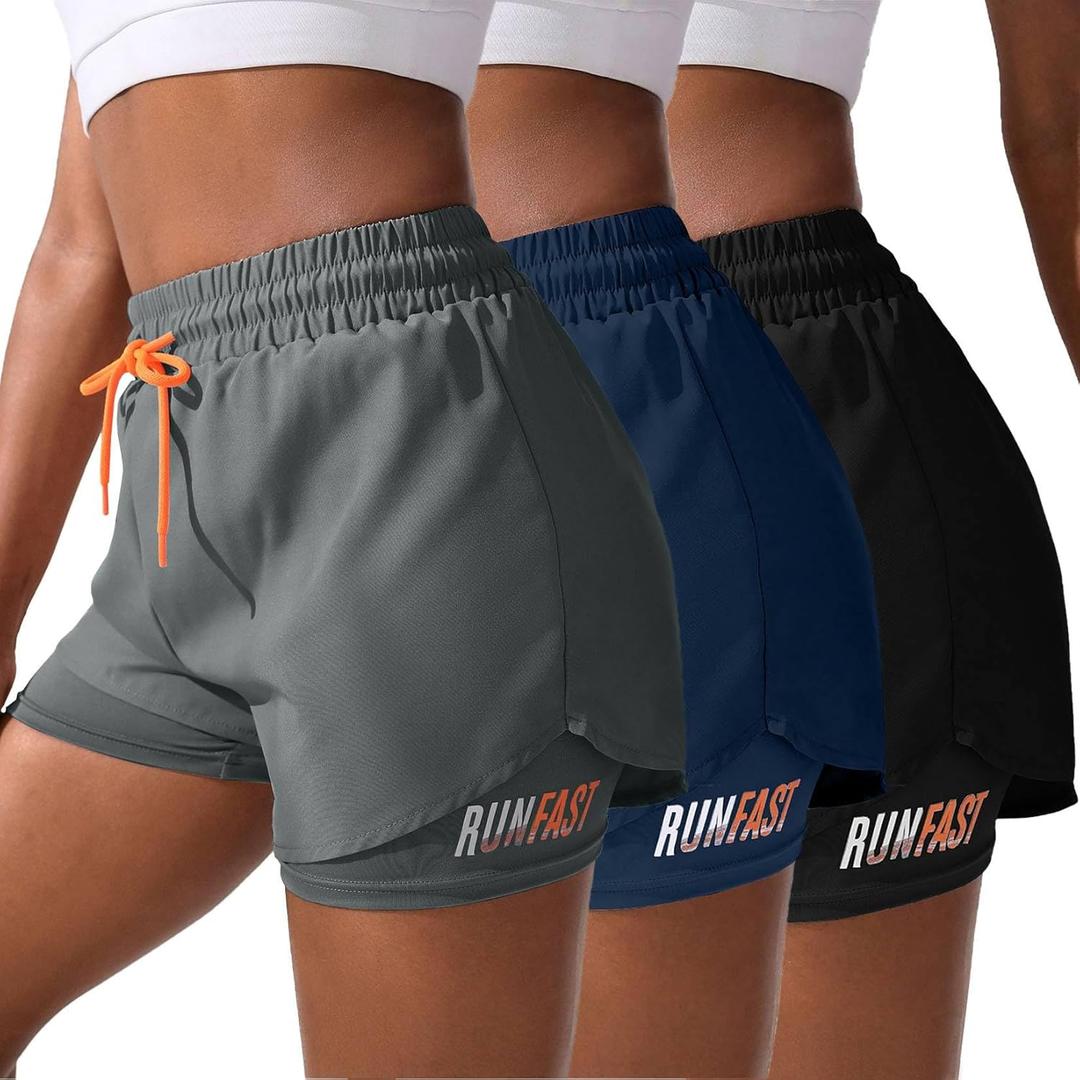 YOAKUKA Women's 2 in 1 Workout Shorts Gym Workout Yoga Running Biker Tennis Skirts Clothes Summer (X-Large, Black-dark Grey-navy Blue) YOAKUKA Women's 2 in 1 Workout Shorts Gym Workout Yoga Running Biker Tennis Skirts Clothes Summer (X-Large, Black-dark Grey-navy Blue)