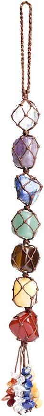 Handmade Crystal Window Car Hanging Ornaments 7 Chakra Home Decoration Feng Shui Ornament Yoga Meditation Car Decoration Tumbled Palm Stones Christmas Decorations Ornaments (A-style 1)