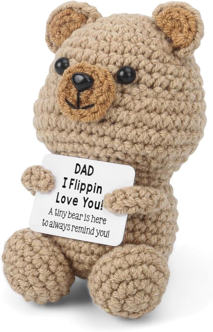 Funny Dad Gifts - Ideal for Dad's Birthday, Father's Day, Easter, Christmas & Valentine's Day | Handmade Crochet Bear(Dad)