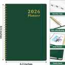 2 x 2026 Planner, Weekly and Monthly Calendar Planner, January 2026 - December 2026, Hardcover 2026 Calendar Book with Tabs For Women & Men, Inner Pocket, Spiral Bound, Perfect for Office Home School Supplies - A5 (6.3" x 8.5"), Dark Green