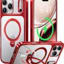 CASEKOO Christmas Merry Stand for iPhone 17 Pro Case [360 Spin Magnetic Kickstand][Fit for MagSafe][17FT Military Protection] Slim Polished Frame Titanium Alloy Sturdy Stand 6.3", Red