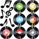 Pasimy 39 Pcs Music Party Decorations Musical Notes Records Bulletin Board Cutouts Rock and Roll Classroom Decor for 1950s 70s 90s Retro Music Birthday Party School Home Wall Decor(Black)