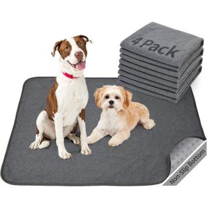 Washable Pee Pads for Dogs, 24x36 4 Pack Reusable Whelping Pads, Absorb Dog Mats Non-Slip Puppy Training Pads for Whelping, Potty, Training, Playpen, Crate