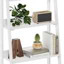 Furinno Ladder Book Shelf, 5-Tier Ladder Shelf, Bookshelf, Display Storage Shelves, 13 x 23.6 x 53.5, for Living Room, Home Office, Plain White