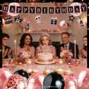 40th Birthday Decorations for Women, 54pcs Happy 40th Birthday Crown and Sash, Black Rose Gold Banner Backdrop Balloons Hanging Swirls Paper Fans, 40 Years Old Birthday Party Supplies Kit