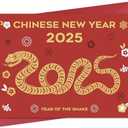 D24TIME Happy Chinese New Year Cards-2025 Year of The Snake Cards Lunar New Year Greeting Cards Chinese New Year Card for Family Friends Snake Year Card Spring Festival Party Gifts Card with Envelope.Pack of 2