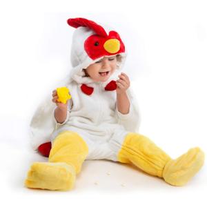 HSCTEK Baby Farm Animal Onesie Costume, Unisex Infant Baby and Toddler Hooded Bodysuit with Footwear 0-4T (2-3T, Chicken)