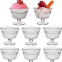 CHPINDAM Vintage Glass Dessert Bowls, Dessert cups Set of 6, 9 oz Sundae Cups for Ice Cream, Fruit, Pudding, small snacks, Yogurt, and Appetizers (6)