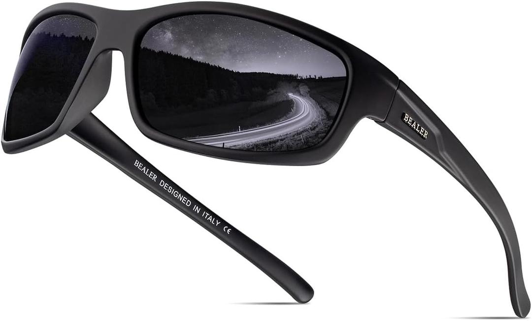 BEALER Polarized Sports Sunglasses for Men Lightweight TR90 Frame Sun Glasses Driving Cycling Fishing UV Protection Shades