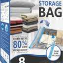 Cozy Essential Vacuum Storage Bags, Compression Space Saver Bags for Clothes, Comforters, Blankets, Pillow, Bedding, Sealer Clothing Storage,8 Jumbo