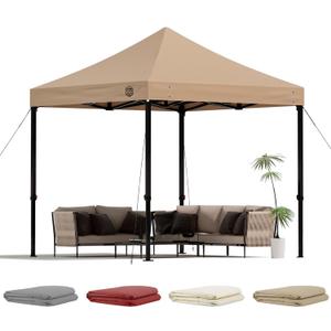 10x10 Heavy Duty Pop Up Canopy Replacement Top Only, Canopy Replacement Top Waterproof UV Protection, 600D Oxford Fabric Outdoor Tent Cover for Backyard/Patios/Camping Sun Shade (Khaki,TOP ONLY)