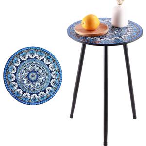 Party Zealot 1 Pack Metal Mosaic Round Side Table 13.4" Small End Table for Patio Round Accent Garden Corner Stand for Small Spaces Weather-Resistant for Balcony Plant Stand Indoor Outdoor