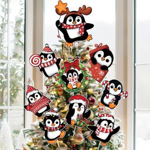 Christmas Penguin Tree Topper 9Pcs Ornament Tree Decorations for Xmas Tree Top Decoration Indoor Outdoor Home Decor Holiday Party