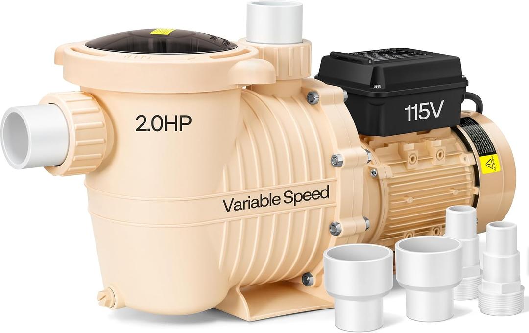VIVOHOME 2.0HP 115V Variable Speed Pool Pump for in/Above Ground Pools, Beige