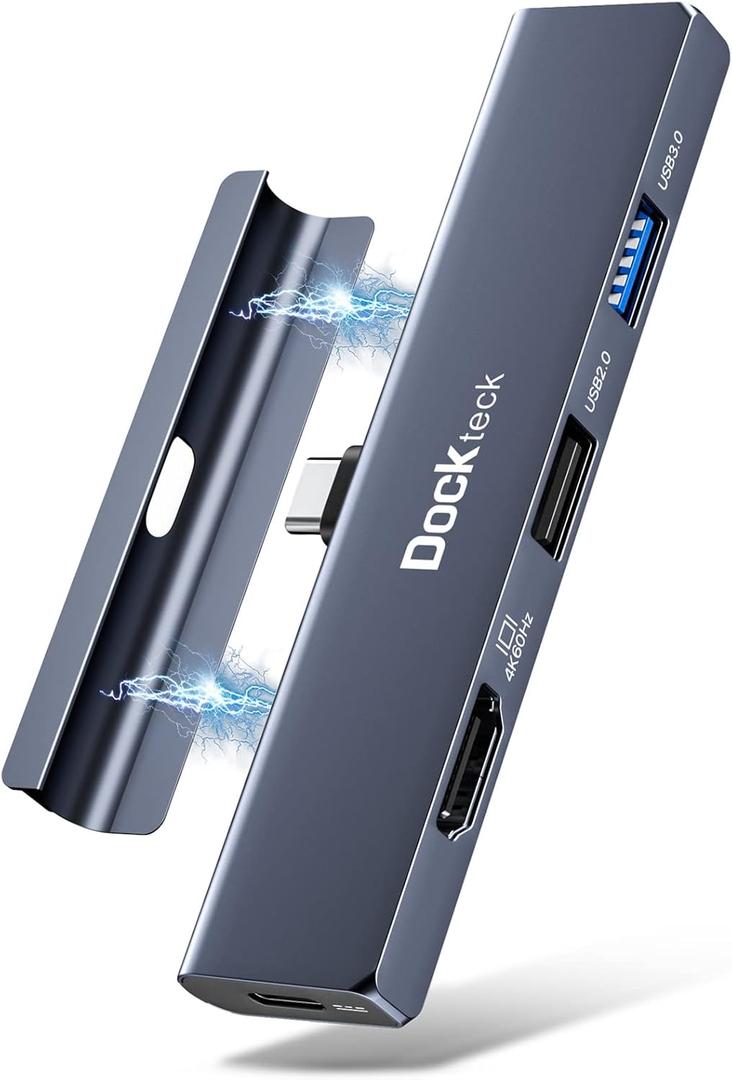 iPad Pro USB C Hub Multiport Adapter - Dockteck USBC Hub 5 in 1 with 100W PD, 4K 60Hz HDMI, Audio, USB 3.0, USB C Dock with Magnetic Grip for iPad Pro 12.9 2021 2020 2018, iPad Air, iPad mini 6