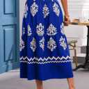 Happy Sailed Boho Long Skirts for Women Fashion Floral Print High Waisted A Line Flowy Maxi Skirt for Beach Vacation (Blue, L)