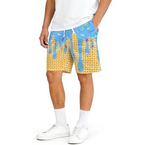 Cozople Mens Mesh Athletic Shorts Quick Dry Ice Cream Drip with Pockets (XL)