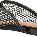 Women's Mesh Mules Breathable Slip-On Net Flats Lightweight Mesh Ballet Flats for Women for Casual Or Indoor Wear (6, Black)
