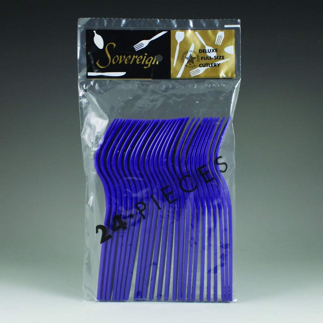 Maryland Plastic Sovereign Forks Bag | Royal Purple | Pack of 24