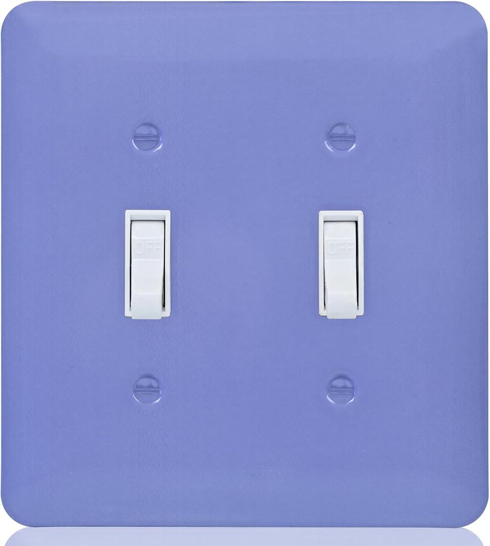 Light Switch Cover Metal Wall Plate,Glossy Finish,Unbreakable Zinc Alloy,2-Gang 5''x4.5'' (Purple, Double Toggle)