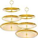 Gerrii Set of 2 Cupcake Display Stands 3 Tier Serving Tray Platters Stainless Steel Cup Cake Tower for Birthday Party Wedding Dessert Cookie Candy(Gold)