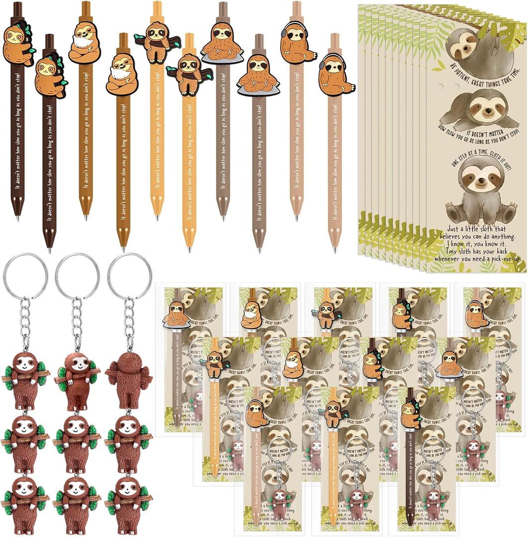 20 Set Inspirational Employee Appreciation Gifts Bulk Sloth Gifts Pens Sets Funny Sloth Ballpoint Pens Keychain Bookmark Thank You Gift for Social Worker Teacher Team Staff Nurse Coworker
