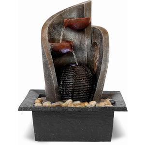 16 inch Waterfall Fountain Indoor-Tabletop Water Fountain-Outdoor Waterfall Spilling into pots Hung on monolithic Water Wall-with LED Lights-Soothing Indoor Waterfall Sounds from Water Machine