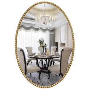 JIINGYO Oval Bathroom Mirror, 24x36 Inch Floral White Oval Mirrors for Wall, White Metal Floral Frame Mirrors for Bedroom Living Room Hallway, Hangs Horizontally or Vertically