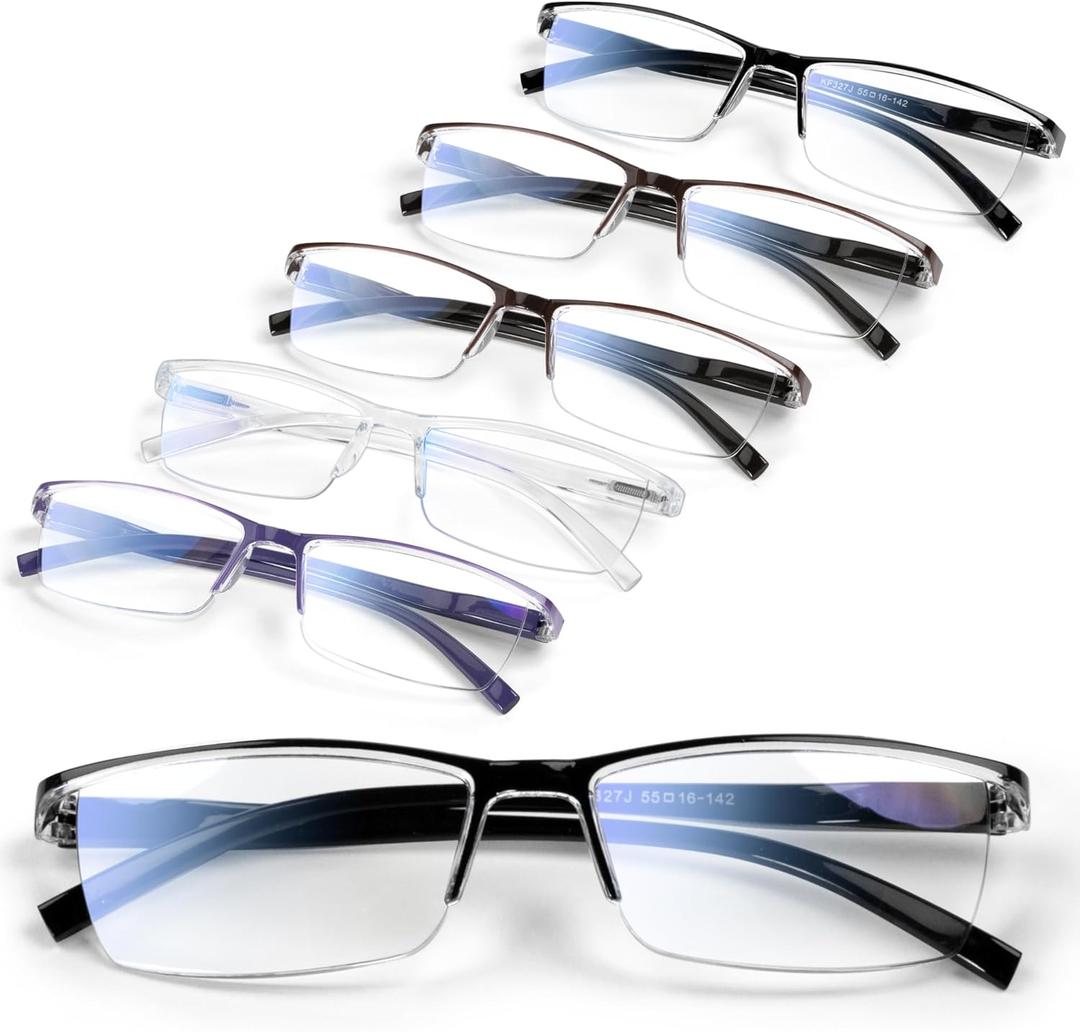 6 pack Executive Style Reading Glasses Men - Durable Readers with 99% Blue Light Blocking - Comfortable Fit with TR90 Frames (Color Mix 1), +1.5