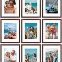 Vittanly 11x14 Picture Frames Set of 9, Shatter Resistant Plexiglass, Display 8x10 Pictures with Mat or 11x14 without Mat, Photo Frames for Wall or Tabletop, Engineered Wood, Walnut