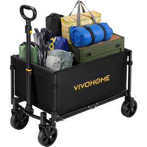 VIVOHOME Collapsible Wagon Cart Lightweight Portable Folding Utility Wagons with All-Terrain Wheels for Grocery Sports Garden Shopping Camping