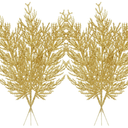 Sggvecsy 40 Pieces Artificial Glitter Leaf Gold Glittered Spray Picks 13 Fake Floral Leaf Branches Xmas Decoration for Christmas Tree DIY Wreath Crafts Gift Home Garden Decoration(Gold,40 Pieces)