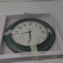 La Crosse Clock 433-3846 18 in. Indoor/Outdoor Sage Green Quartz Wall Clock with Temperature & Humidity