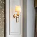 Brass Wall Sconce Set of 2, Classy Curving Arm Wall Light, Elegant Wall Mount Lamp for Mirror, Bedroom, Hallway (1 Light)