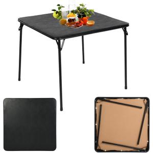 Homy Casa 33.9'' Folding Table, Foldable for Easy Storage, Collapsible Legs Saving Space for Indoor/Outdoor Home, Parties, Picnics, and Games, No Assembly (Black , Soft Surface )