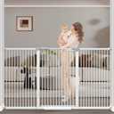 65.7"-72.2" Extra Wide Baby Gate, 40.5" Tall Dog Gate Indoor,Walk Through Pet Gates for Doorways Kitchen No Drilling Auto Close Pressure Mounted Safety Child Toddler Gate, White