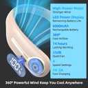 Kinhowly Portable Neck Fan,Hands Free Personal Wearable Bladeless Fan,6000mAh USB Rechargeable,360 Cooling,LED Display,4-Speeds,Birthday Gifts for Men Women Dad Mom,Mothers Day Gifts (Brown)